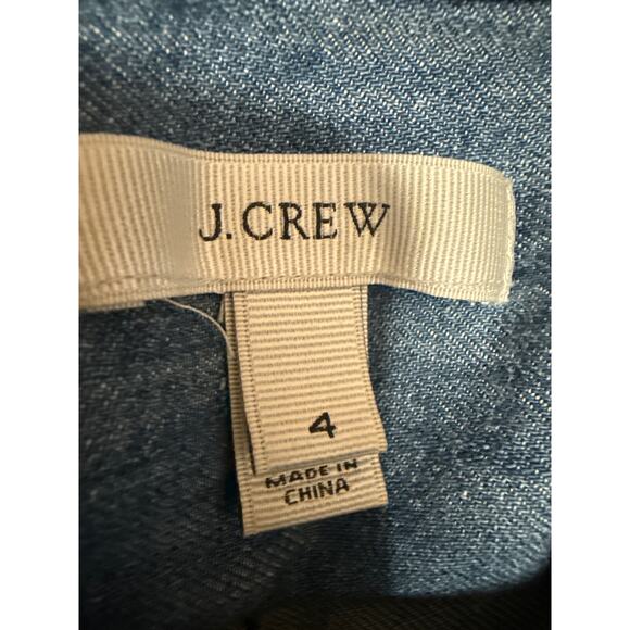 J.Crew Blue Long Sleeve Chambray Denim Jeans Button Front Mini Shirt Dress Sz 4 - Picture 4 of 4
